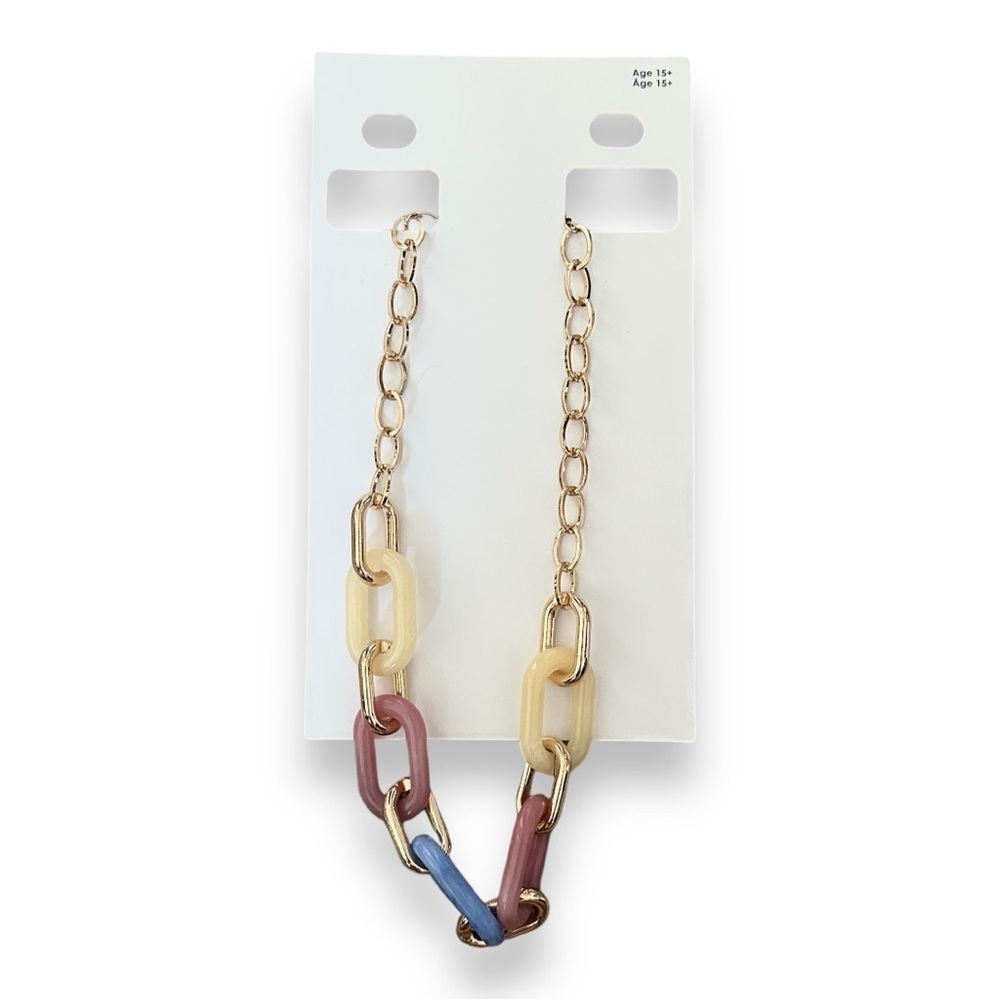 NWT GAP Gold Chunky Chain Link Pastel Acrylic Necklace